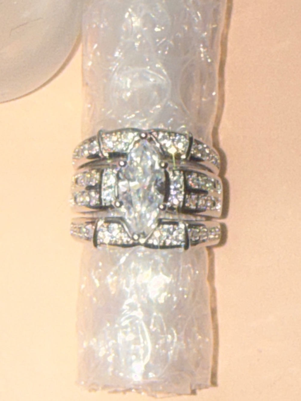 GRA CERTIFIED MOISSANITE DIAMOND Marquise 4CT Bridal Ring baked in Silver - Picture 2 of 16